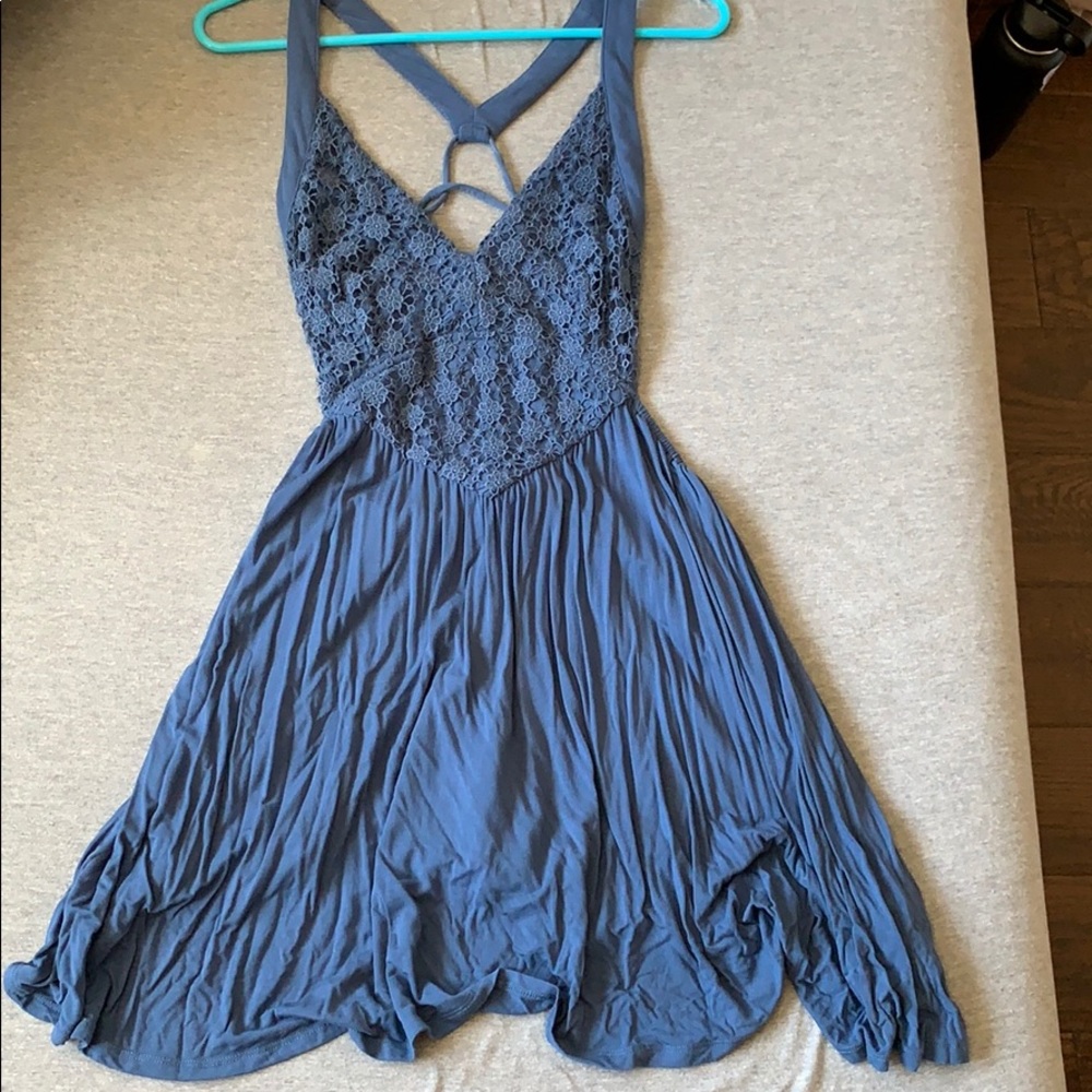 Adjustable/open back blue dress